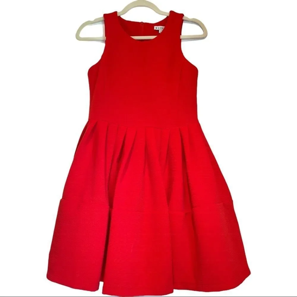 NWT Kling Brand Red Dress skater style Flattering fit womens dress size XS 0-2 - Picture 4 of 14